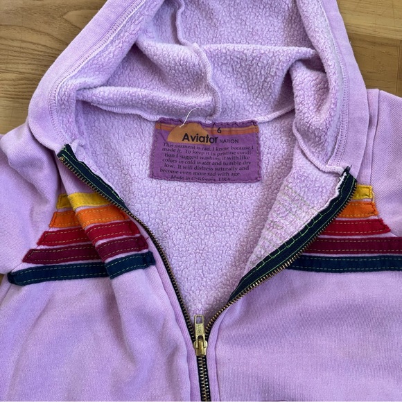 Aviator Nation Lavender Hoodie with Rainbow Stripes - Picture 2 of 6